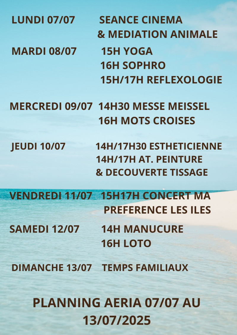 LE PLANNING A VENIR